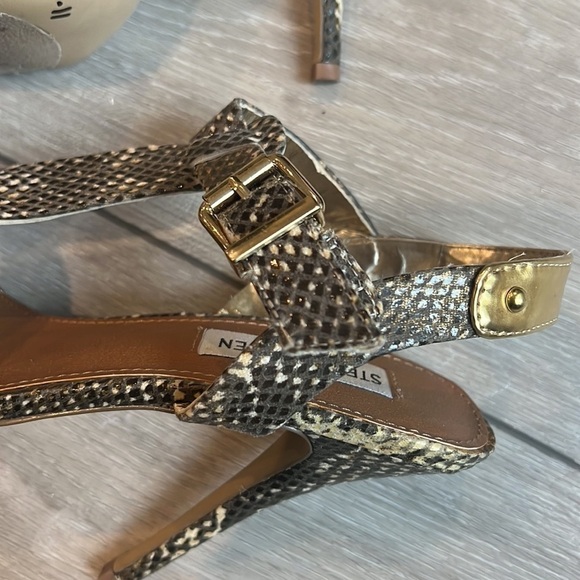 STEVE Madden Reya snakeskin and gold strappy heel size 8 - Picture 9 of 13